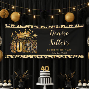 Fun Leopard Birthday Queen Forty Birthday Banner