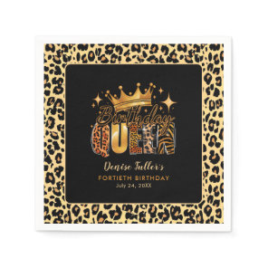Fun Leopard Birthday Queen Forty Birthday Napkins