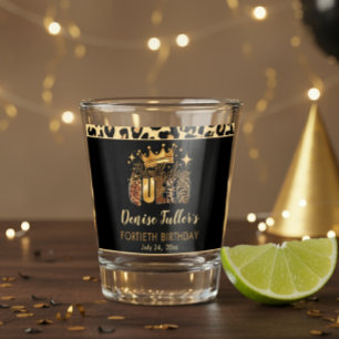 Fun Leopard Birthday Queen Forty Birthday Shot Glass