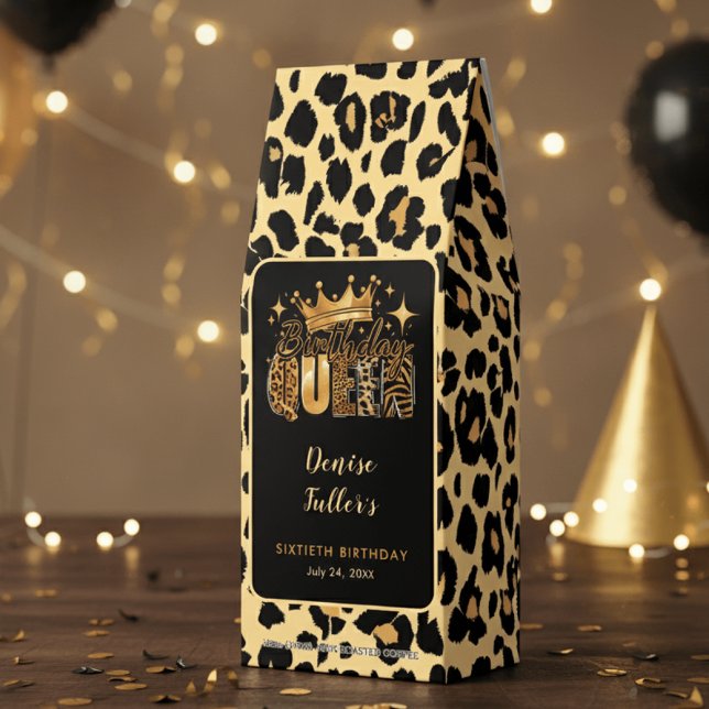 Fun Leopard Birthday Queen Sixty Birthday Roasted Coffee (Creator Uploaded)
