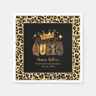 Fun Leopard Birthday Queen Thirty Birthday Napkins