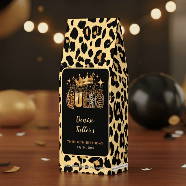 Fun Leopard Birthday Queen Thirty Birthday Roasted Coffee (Creator Uploaded)