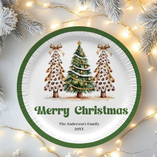 Fun Leopard Christmas Tree Personalized Paper  Plates
