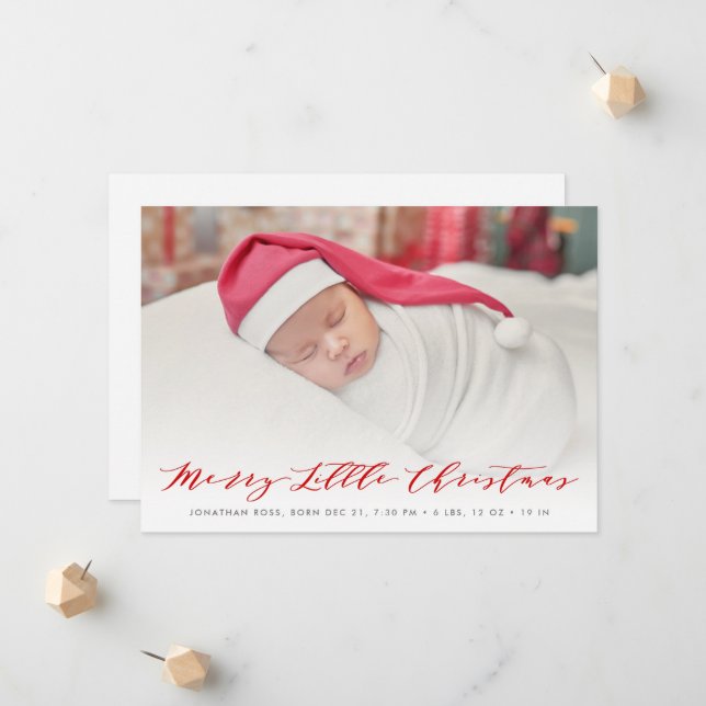 fun lettering christmas birth announcement card (Front/Back In Situ)