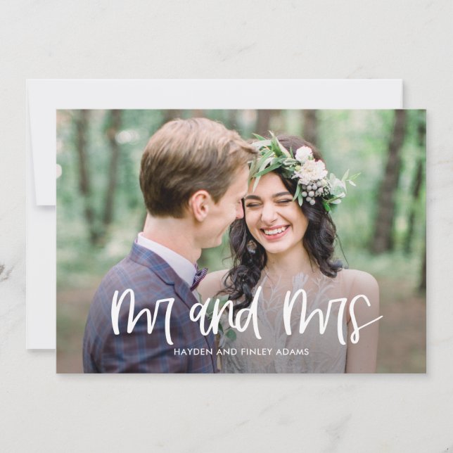 Fun Lettering Editable Color Wedding Announcement (Front)