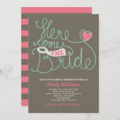 Fun Lettering Pink Brown Bridal Shower Invite (Front/Back)