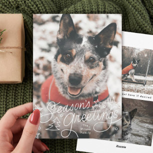 fun lettering seasons greetings stars photo holiday card