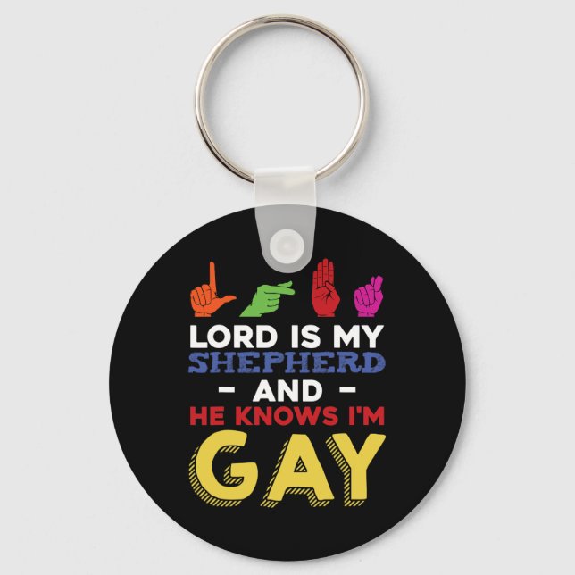 Fun LGBT Gay Pride Month Awareness ASL Sign Langua Keychain (Front)