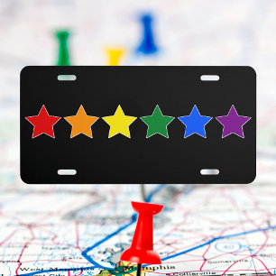 Fun LGBTQ Pride Rainbow Stars License Plate