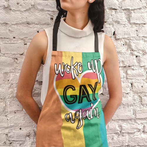 Fun LGBTQ Pride self_ironic rainbow flag Apron