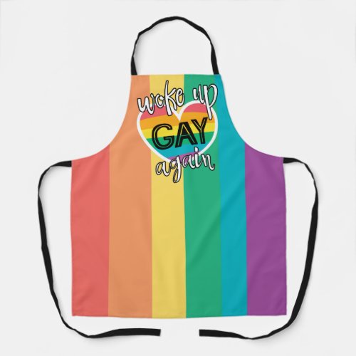 Fun LGBTQ Pride self_ironic rainbow flag Apron