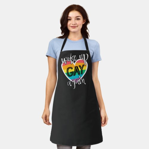Fun LGBTQ Pride self_ironic rainbow flag black Apron