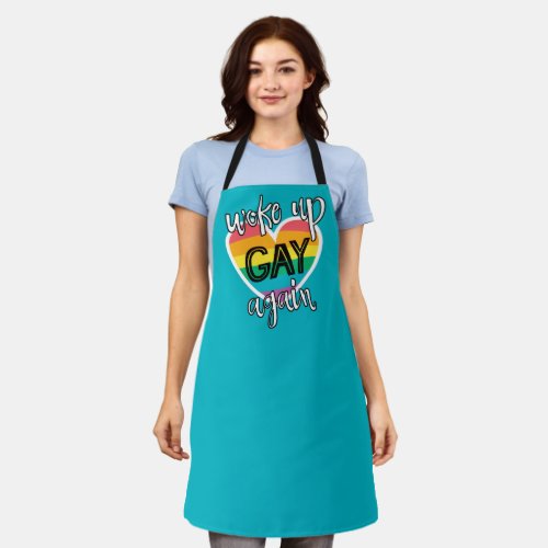 Fun LGBTQ Pride self_ironic rainbow flag blue Apron