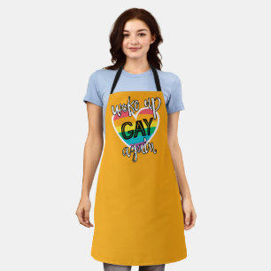 Fun LGBTQ Pride self-ironic rainbow flag orange Apron