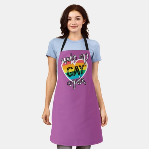 Fun LGBTQ Pride self_ironic rainbow flag purple Apron