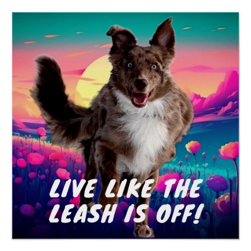 Fun Life Quote Modern Australian Shepherd   Poster