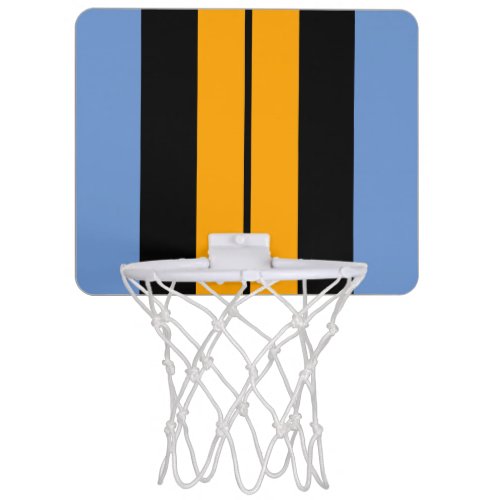 Fun Light Blue Golden Yellow Black Racing Stripes Mini Basketball Hoop