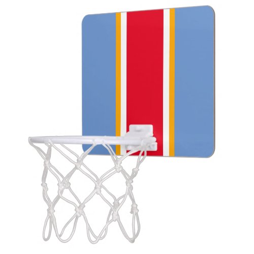Fun Light Blue Red Yellow White Racing Stripes Mini Basketball Hoop