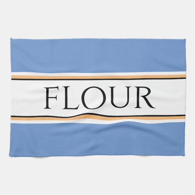Fun Light Blue White Kitchen FLOUR Racing Stripes Kitchen Towel (Horizontal)