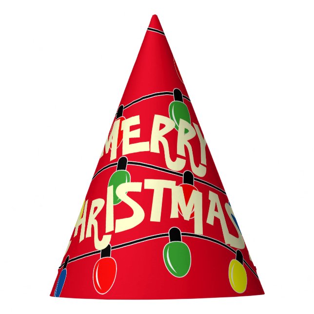 Fun light bulbs Christmas party paper cone hats (Front)