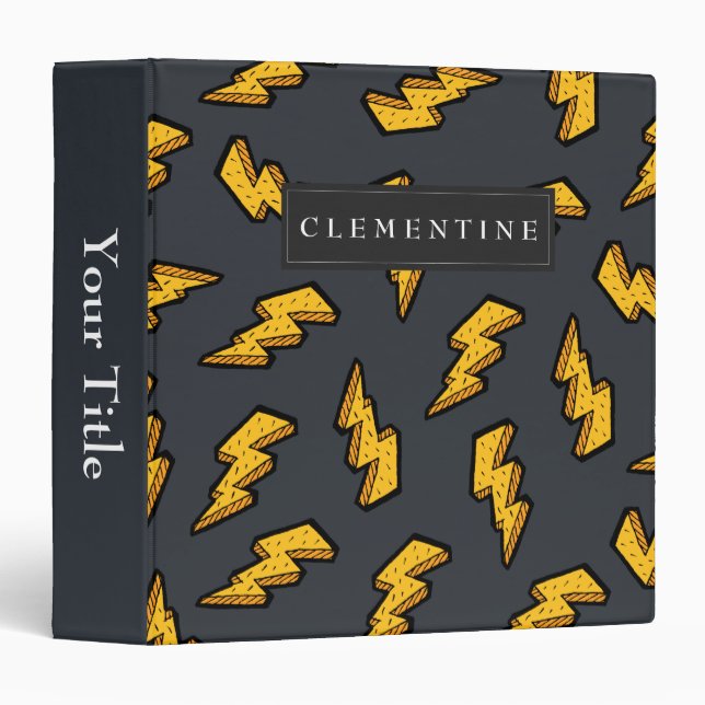 Fun Lightning Bolt Pattern | Add Your Name Binder (Front/Spine)