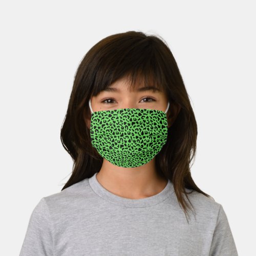 Fun Lime Green and Black Animal Print Pattern Kids Cloth Face Mask