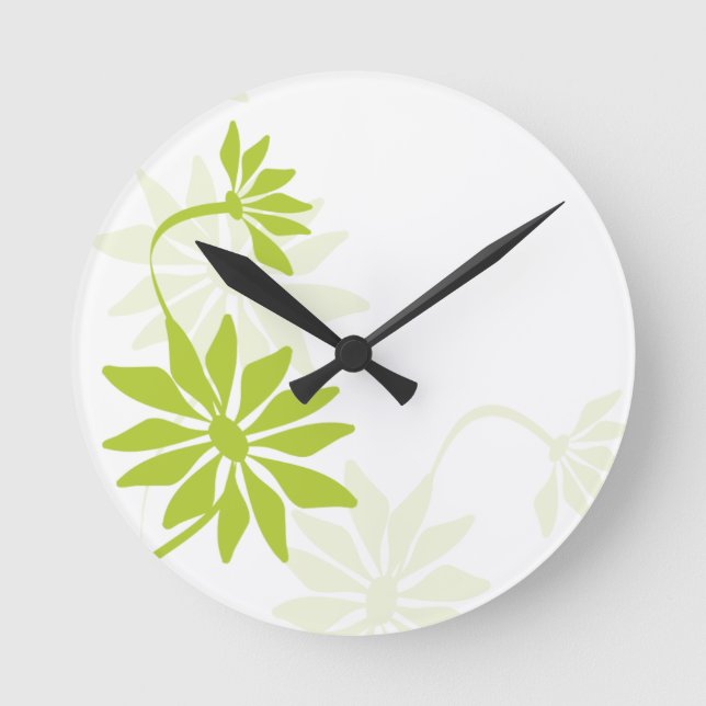 Fun Lime Green Floral Clock (Front)