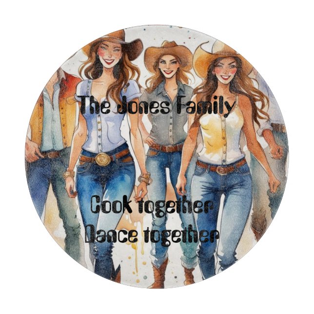 Fun Line Dancing cutting board. Editable text Board (Front)
