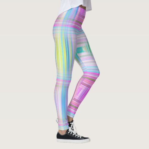 Fun lined pastel colors striped leggings