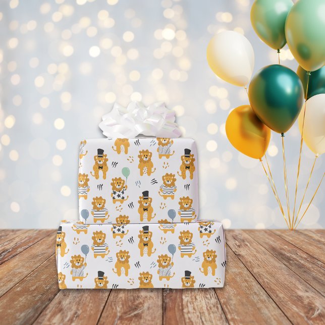 Fun Lion Pattern | White Wrapping Paper (Creator Uploaded)