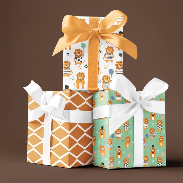 Fun Lion Seamless Pattern Trio Wrapping Paper Sheets (Creator Uploaded)
