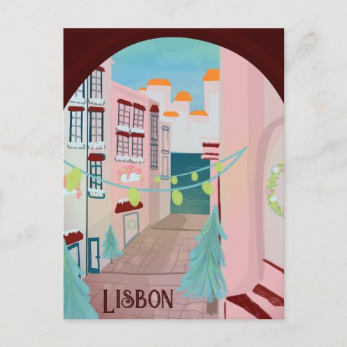 Fun Lisbon Portuguese Winter Postcard