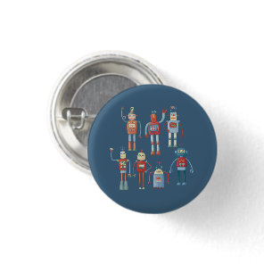 Fun Little 1950s Style Retro Robots Button