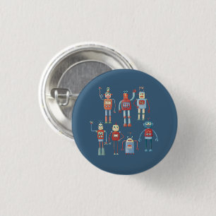 Fun Little 1950s Style Retro Robots Button