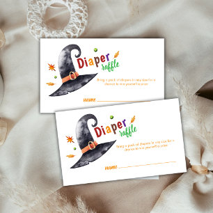 Fun Little Boo Witch Hat Diaper Raffle Baby Shower Enclosure Card