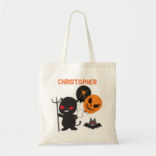 Fun Little Devil and Balloons Halloween Candy Tote Bag