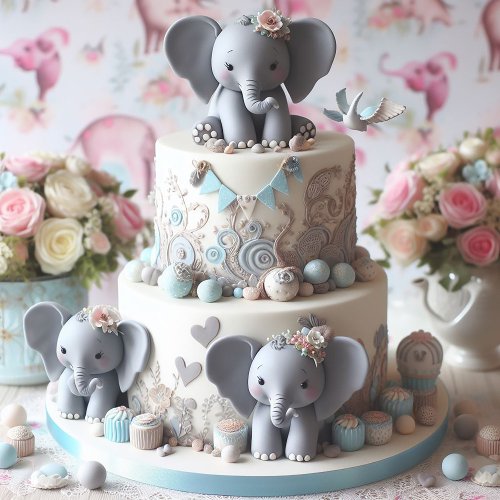 FUN LITTLE ELEPHANTS LAYER CAKE