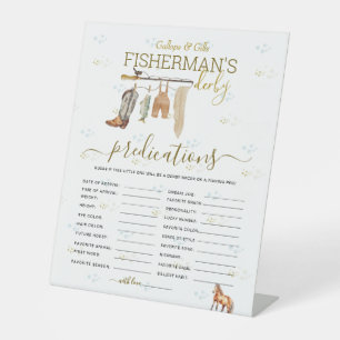 Fun Little Fisherman Derby Baby Shower Prediction Pedestal Sign