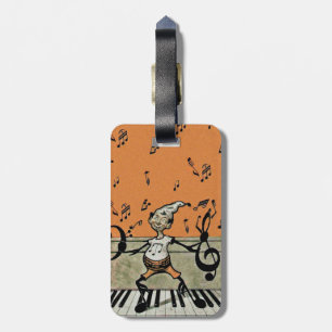 Fun Little Musical Elf on Piano Keys Music Notes Luggage Tag