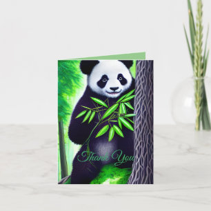 Fun Little Panda Bear Letterpress Thank You Card