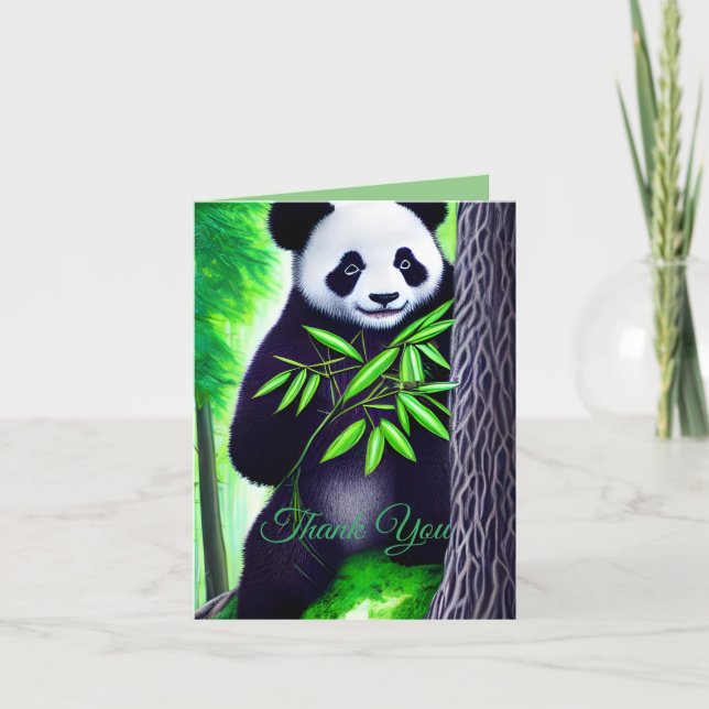 Fun Little Panda Bear Letterpress Thank You Card (Front)