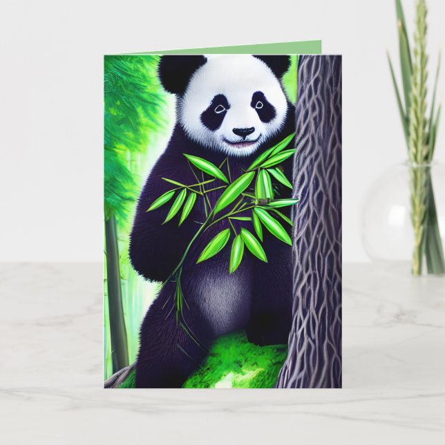 Fun Little Panda Bear Letterpress Thank You Card (Front)