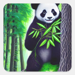 Fun Little Panda Bear Square Sticker