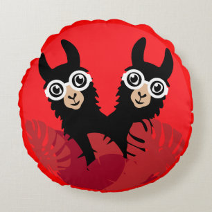 Fun Llama Alpaca Accessories Round Pillow