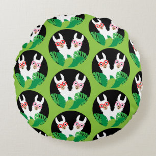 Fun Llama Alpaca Accessories Round Pillow
