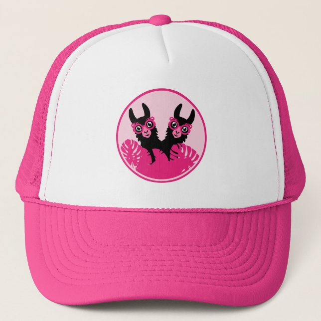 Fun Llama Alpaca Best Friends Trucker Hat (Front)