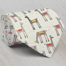 Fun Llama Alpaca Pattern Neck Tie