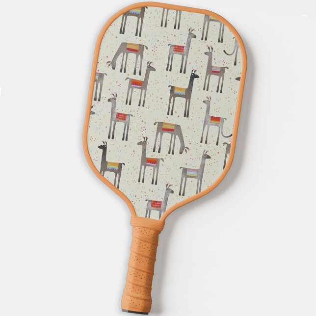 Fun Llama Alpaca Pickleball Paddle (Fun llama alpaca pattern pickleball paddle with original art by Nic Squirrell. )
