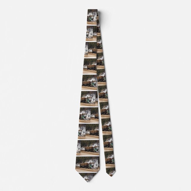 Fun Log In - Log Out Logging Trucker Art Design Neck Tie (Front)