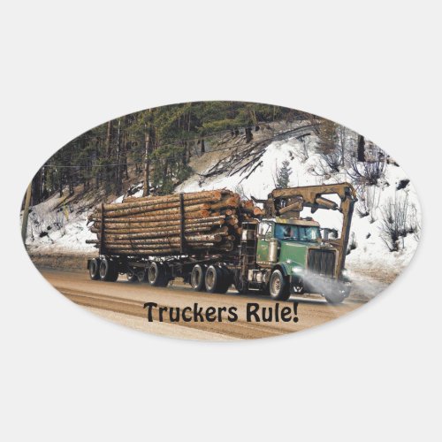 Fun Log In _ Log Out Logging Trucker Art Design Oval Sticker